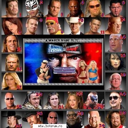 1.eddie guerrero        11.john cena              21.johnny nitro
 2.rey mysterio           12.kane